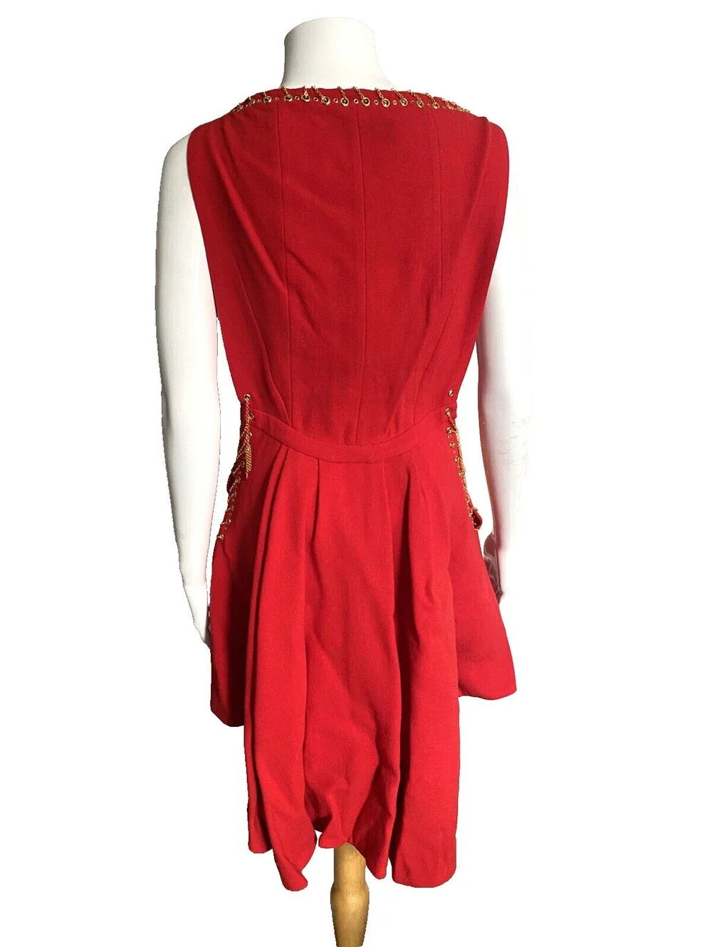 Vintage Louis Vuitton FR-36/38 Red Wool Chains Mini Dress by Marc Jacobs 2006